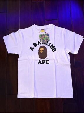 Bape White T-Shirt with Brown Ape Logo